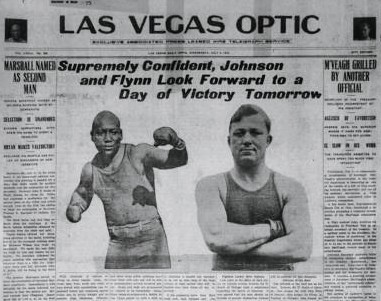 Las Vegas Optic July 3, 1912 Johnson and Flynn Headline